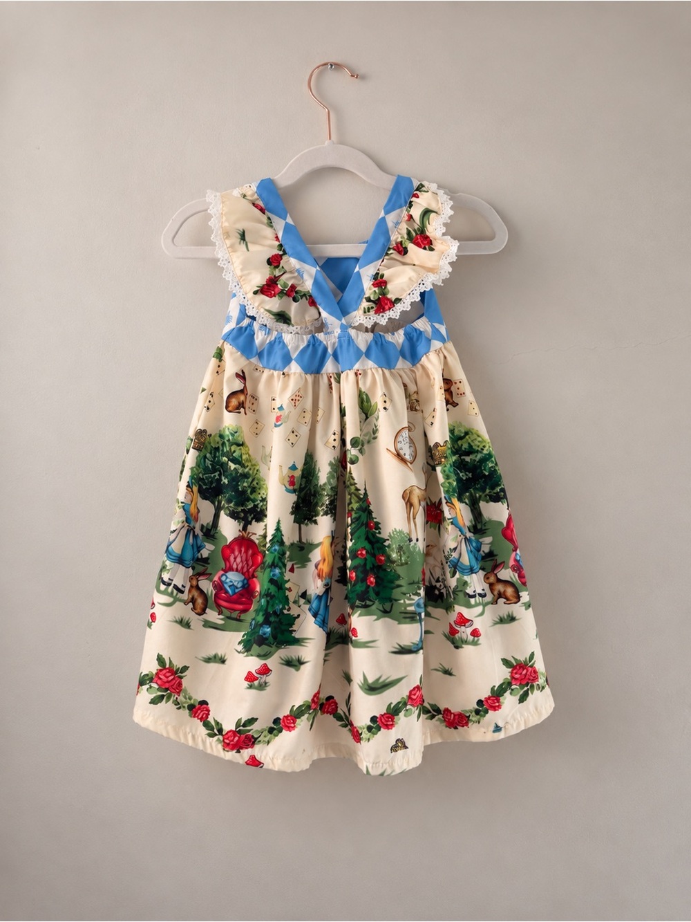Girls Alice in Wonderland Storybook Dress Blue 3T Cottagecore - Picture 2 of 5